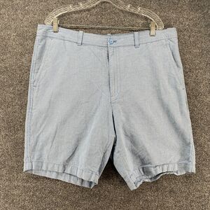 Cubavera Shorts Men‎ 38 Linen Cotton Blue Flat Front Preppy Beach Casual Coastal